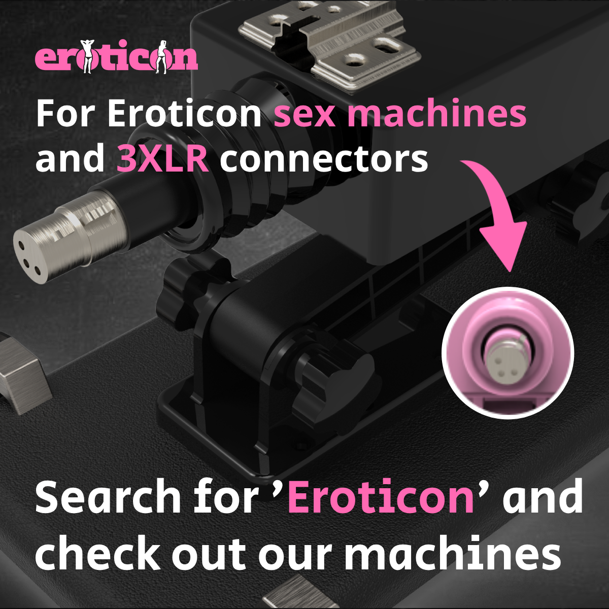 Extension for Sex machine - 29.2cm long - Fully Adjustable - 3XLR